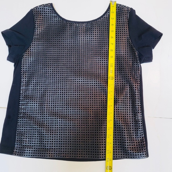 Black Leather Short Sleeve Mesh Top by TROUVE - Picture 6 of 9